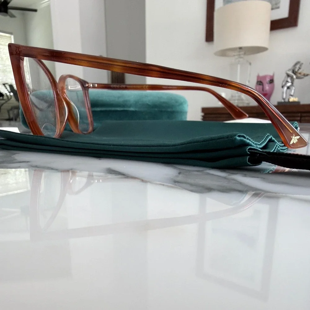 Gucci Eyeglass Frames GG0026O Brown Tortoise Gold Mens‎ Unisex